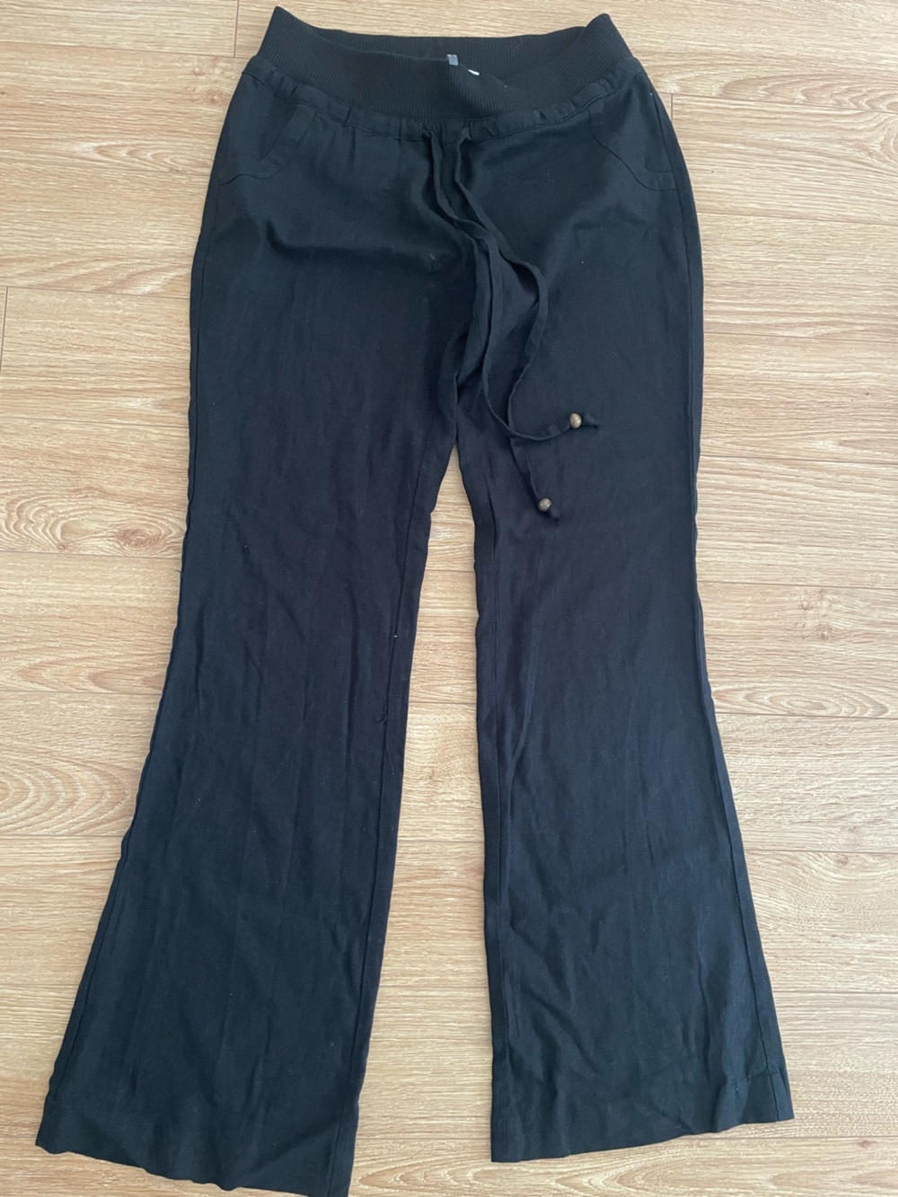 Love Tree Black Wide Leg Drawstring Pants